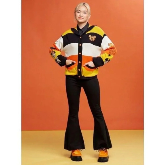 NEW DISNEY MICKEY‎ MOUSE Candy Corn Cardigan Her Universe Hoodie Halloween S - Picture 5 of 16